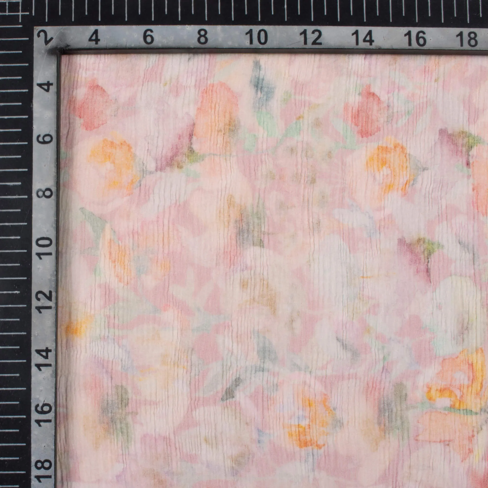 Pink and White Floral Digital Print Chiffon Fabric