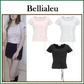 Plain Cotton Short Sleeves Cardigans for Street Style - BELLIALEU