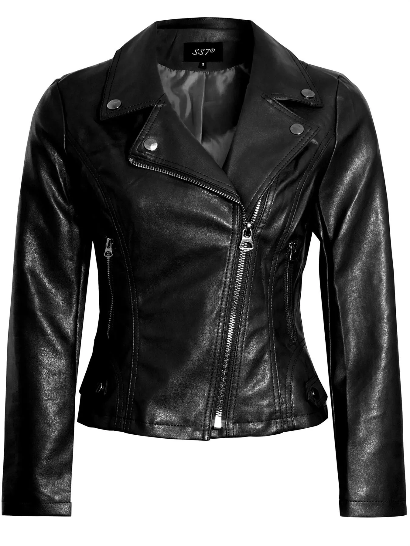 Plus Size Tan Black Faux Leather PU Biker Jacket UK Size 12 20