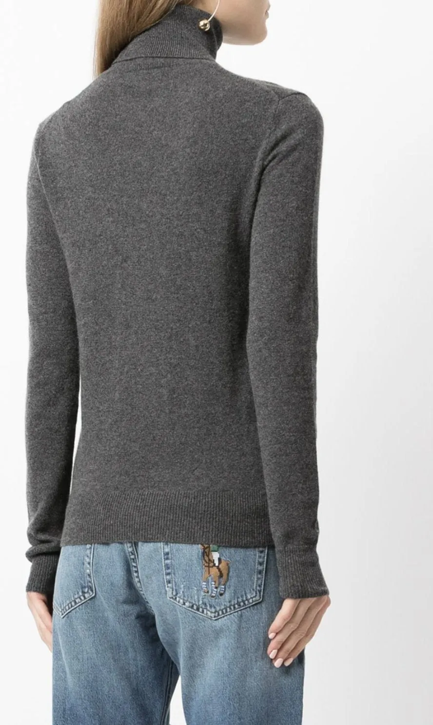 Polo Ralph Lauren Stadium Grey Heather Cashmere Turtleneck Sweater.