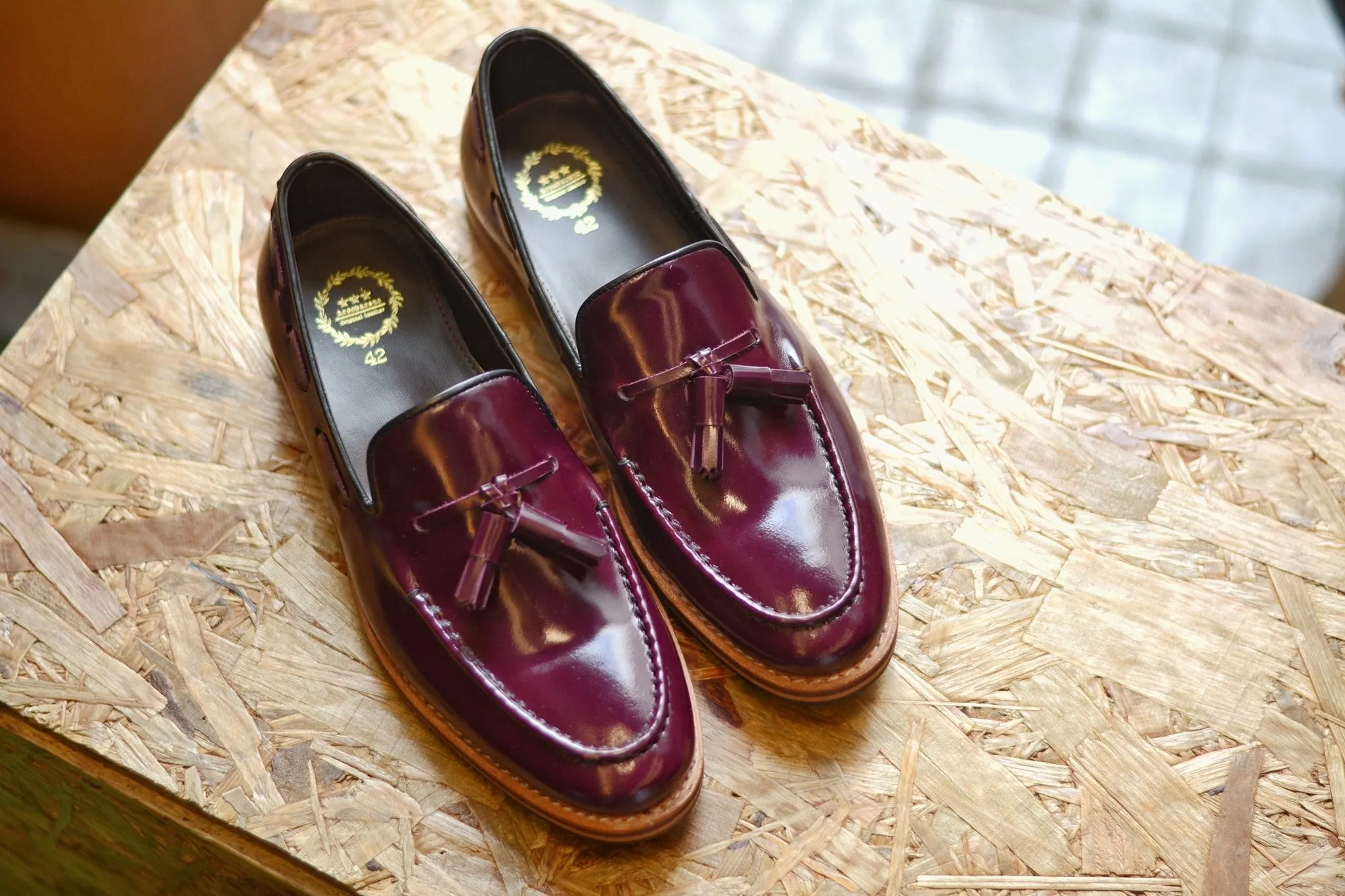 Purple Tassel Loafer with Wooden Soles - Size 503