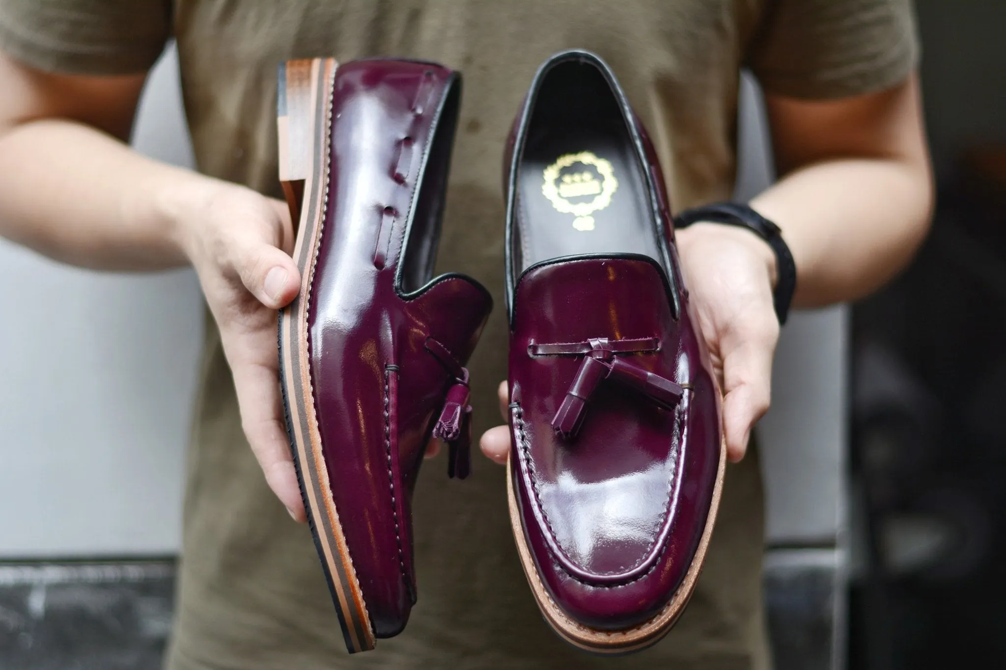 Purple Tassel Loafer with Wooden Soles - Size 503