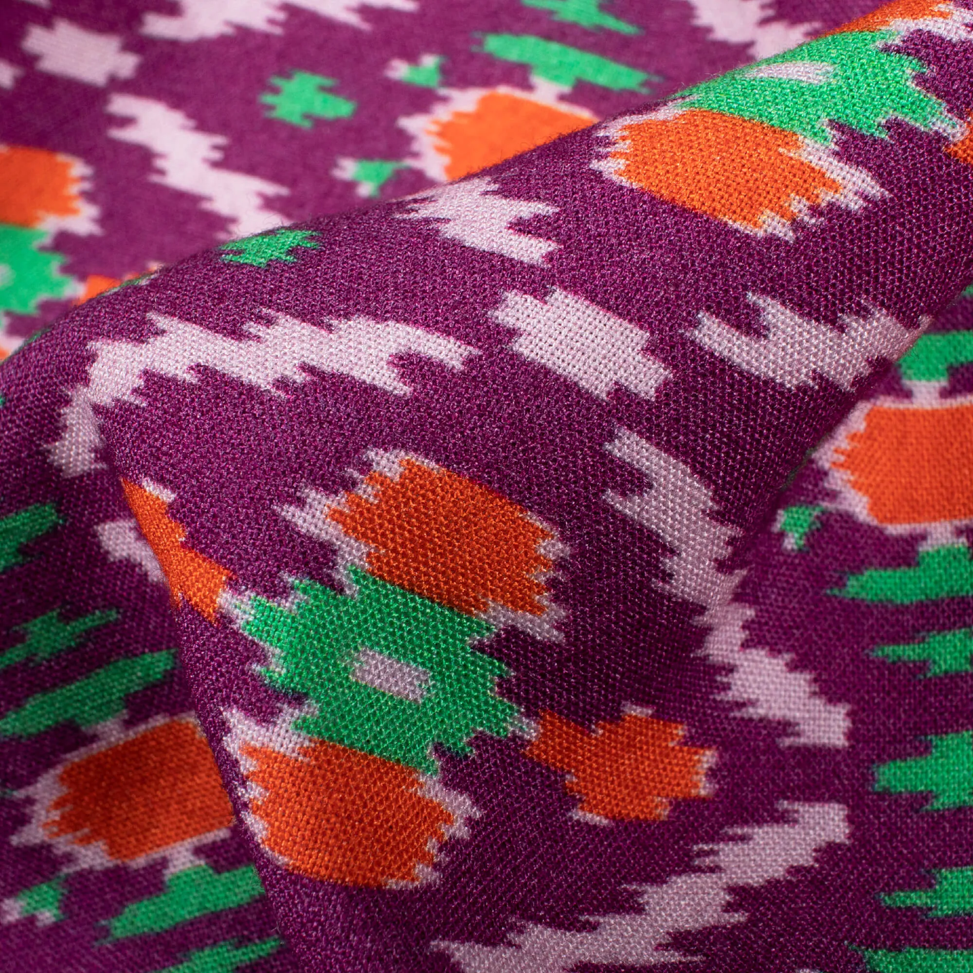 Purple Violet Orange Patola Pattern Digital Print Viscose Rayon Fabric 58 Inches Width