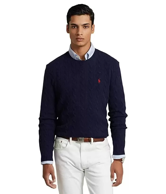 Ralph Lauren Cable-Knit Wool-Cashmere Sweater.