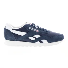 Reebok Blue Suede Lace Up Lifestyle Sneakers Shoes Classic Nylon Mens