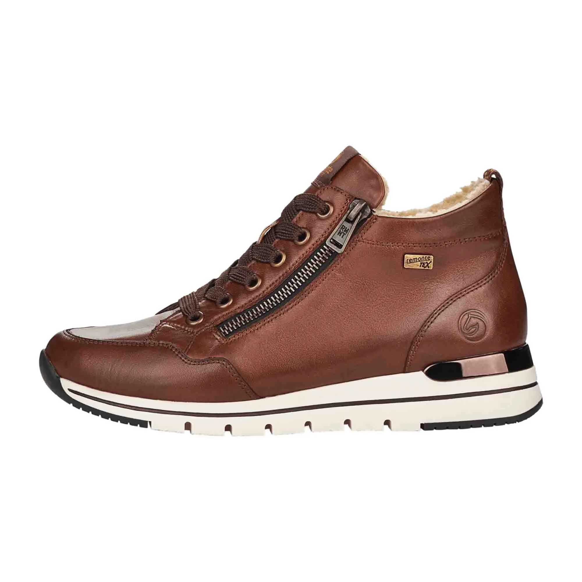 Remonte Women's Brown High-Top Sneakers SoftFoam Warm Lining.