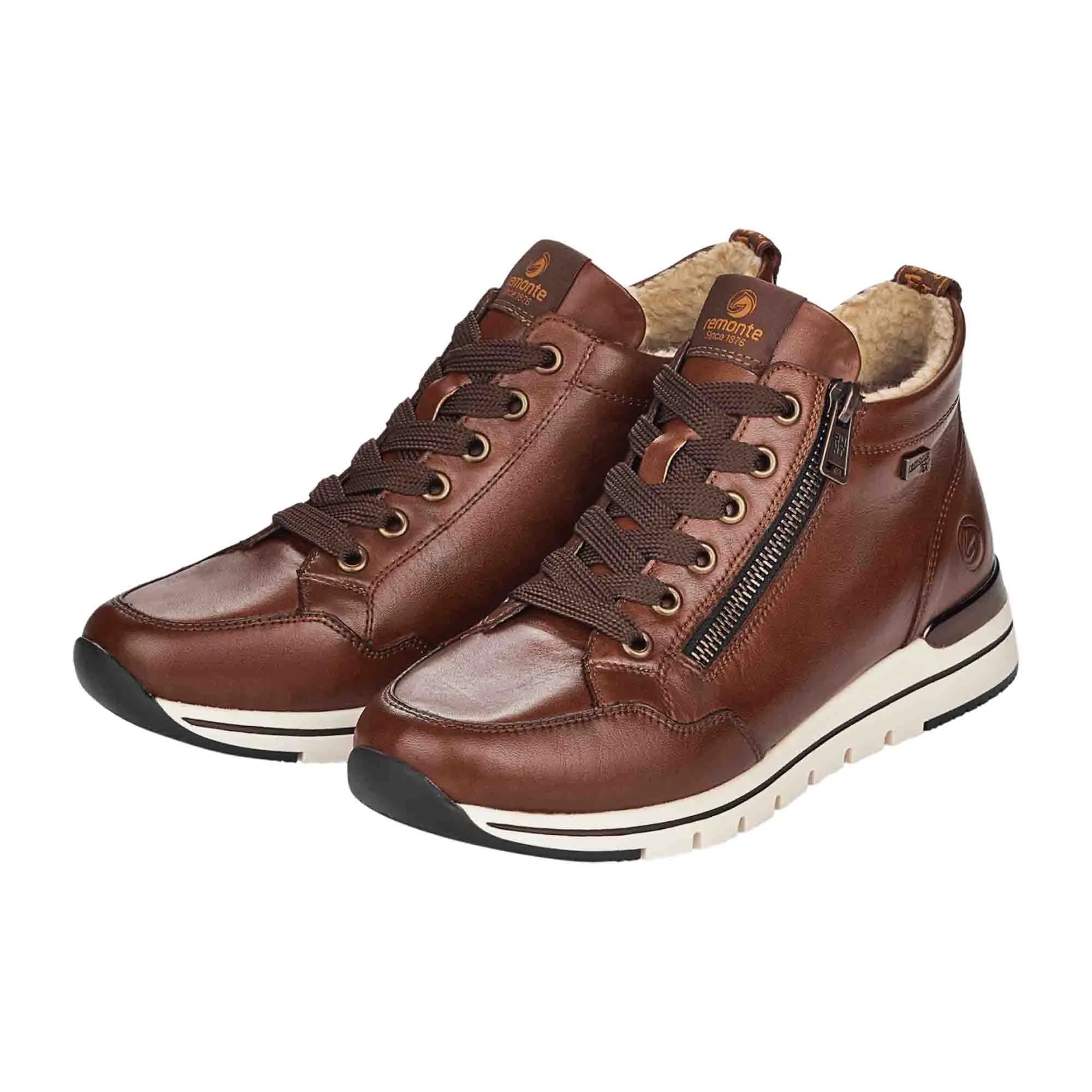 Remonte Women's Brown High-Top Sneakers SoftFoam Warm Lining.