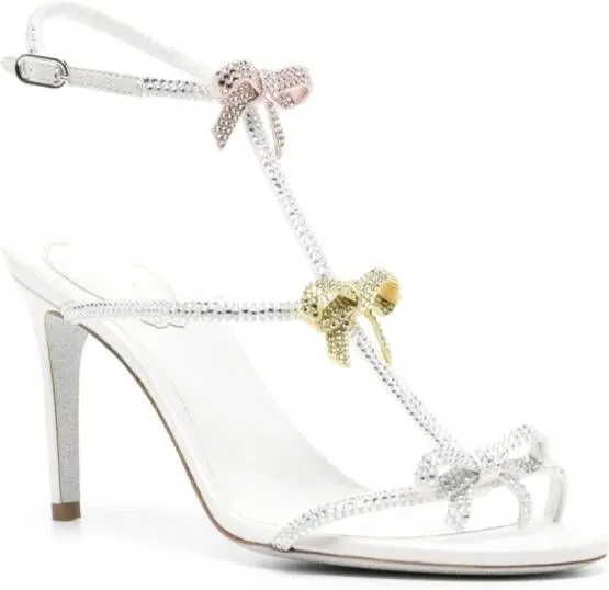 René Caovilla Caterina 100mm Rhinestone-Embellished Sandals in White