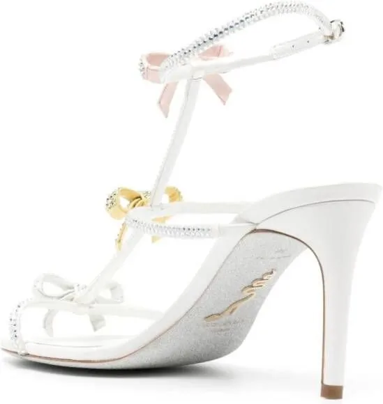 René Caovilla Caterina 100mm Rhinestone-Embellished Sandals in White