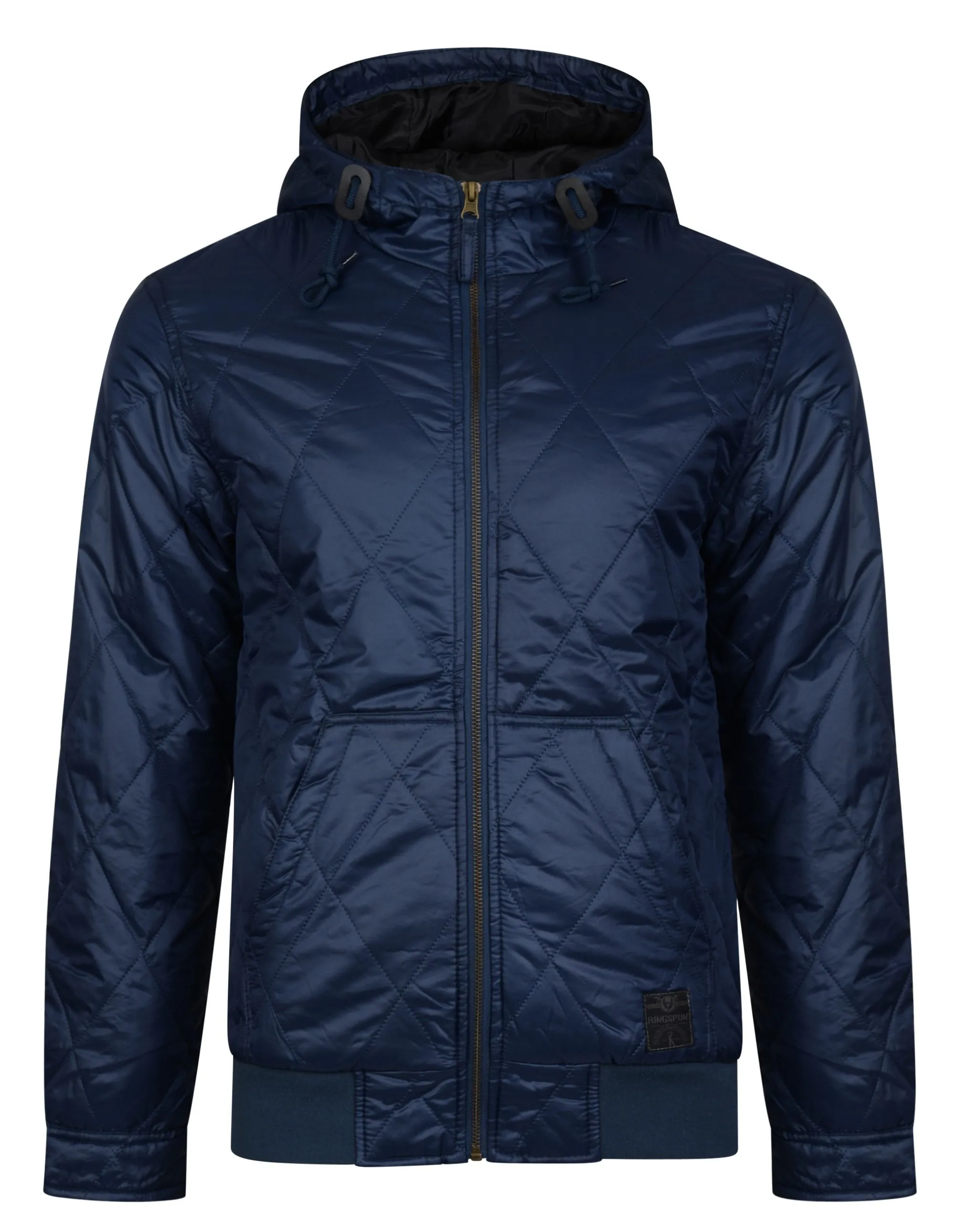 Navy Ringspun Krarup Short Hooded Quilted Jacket