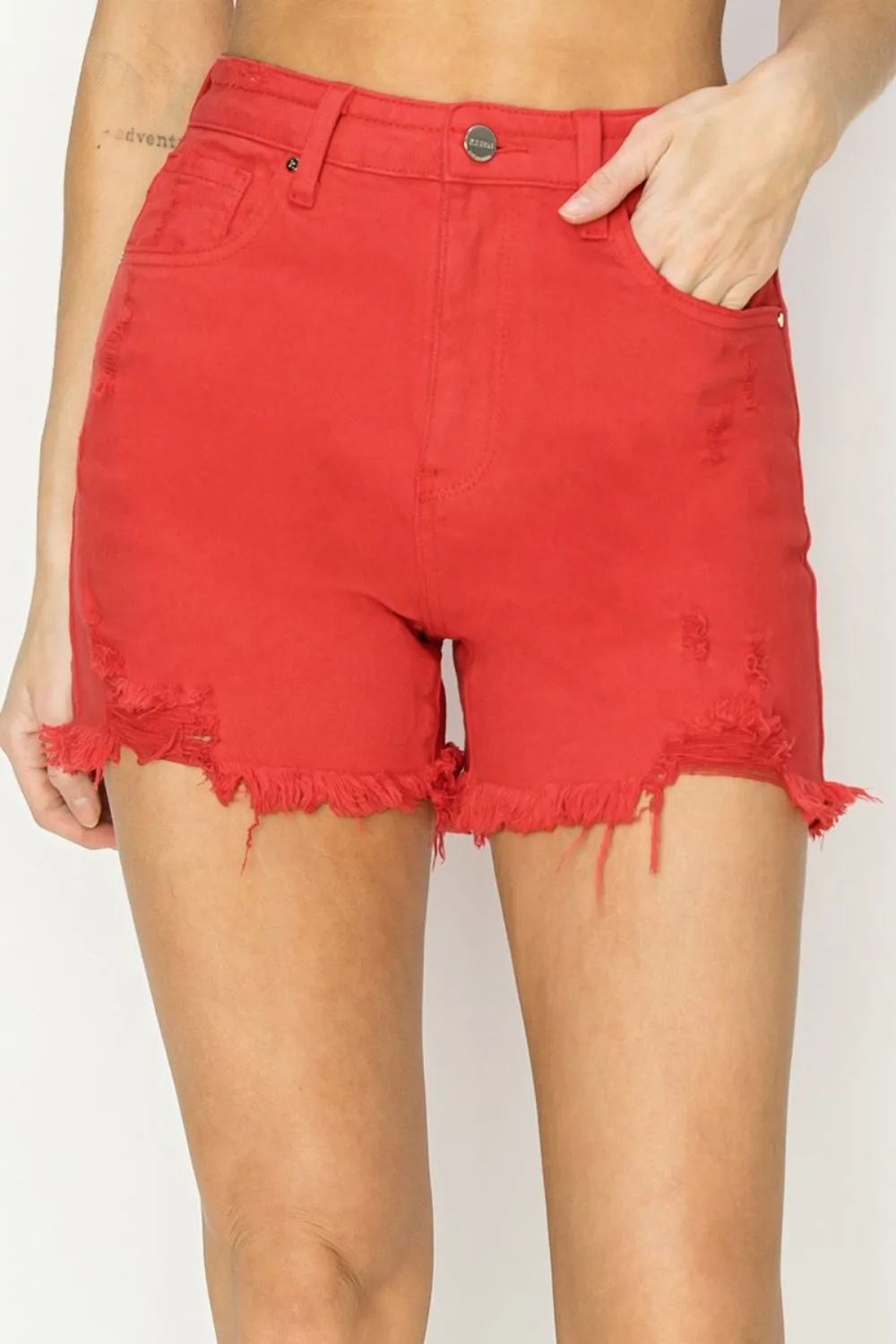 RISEN distressed denim shorts