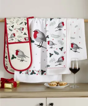 Robin Oven Gloves and Tea Towel