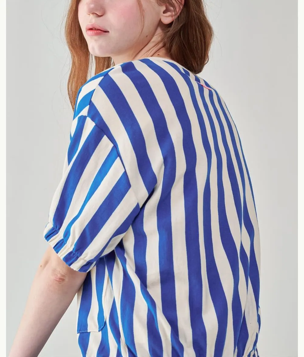 RONRON Striped Heart Street Style Short Sleeves Logo Cardigans