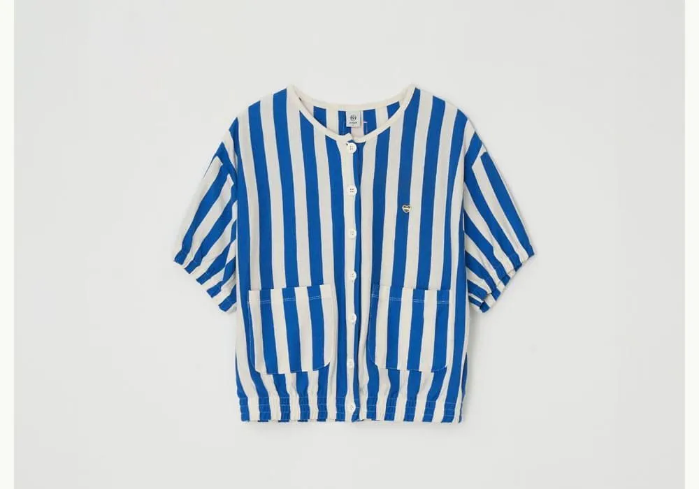 RONRON Striped Heart Street Style Short Sleeves Logo Cardigans