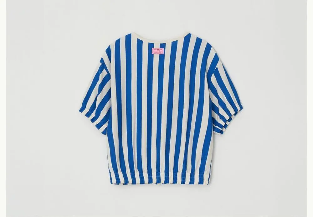 RONRON Striped Heart Street Style Short Sleeves Logo Cardigans