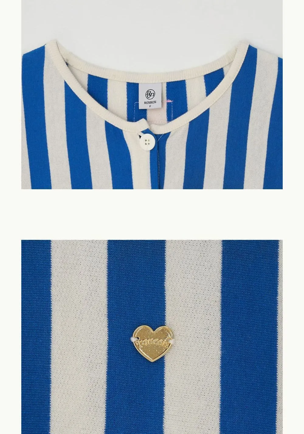 RONRON Striped Heart Street Style Short Sleeves Logo Cardigans