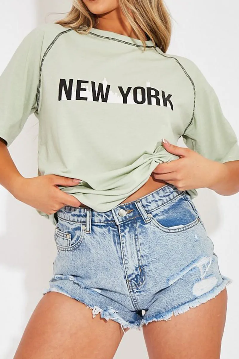 Sage New York Graphic Print Tee - Lellie