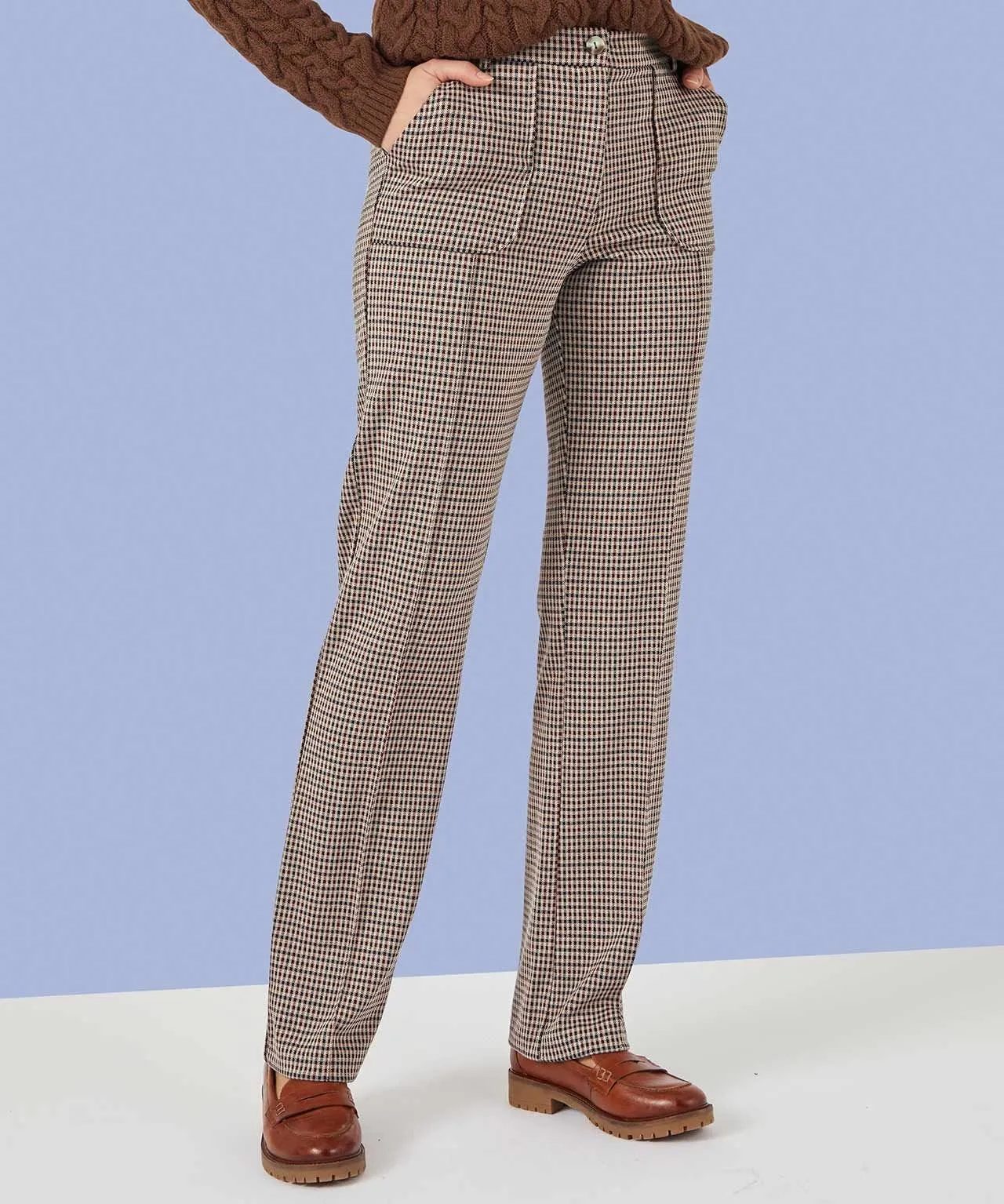 Stretch Checked Knit Trousers