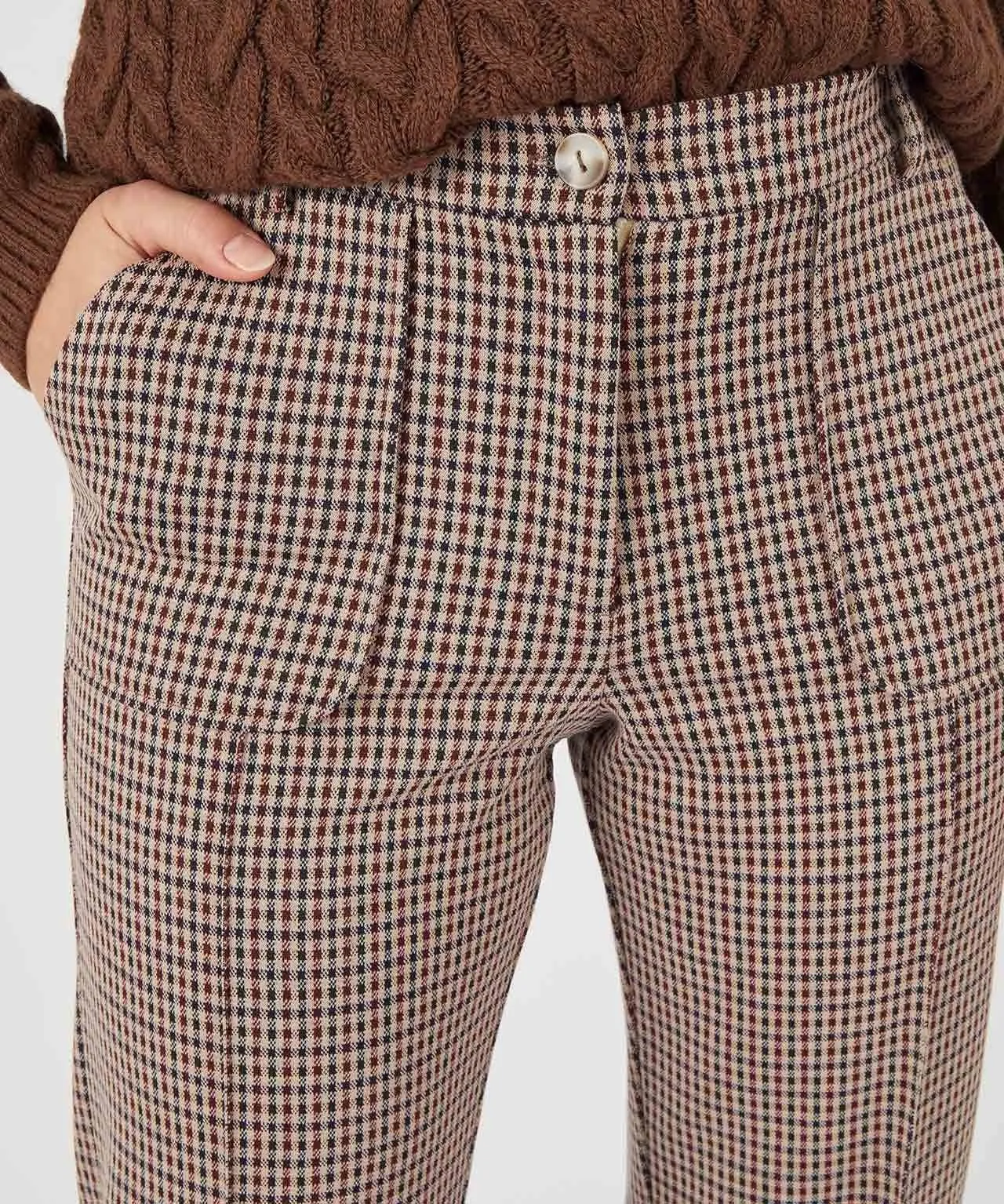 Stretch Checked Knit Trousers