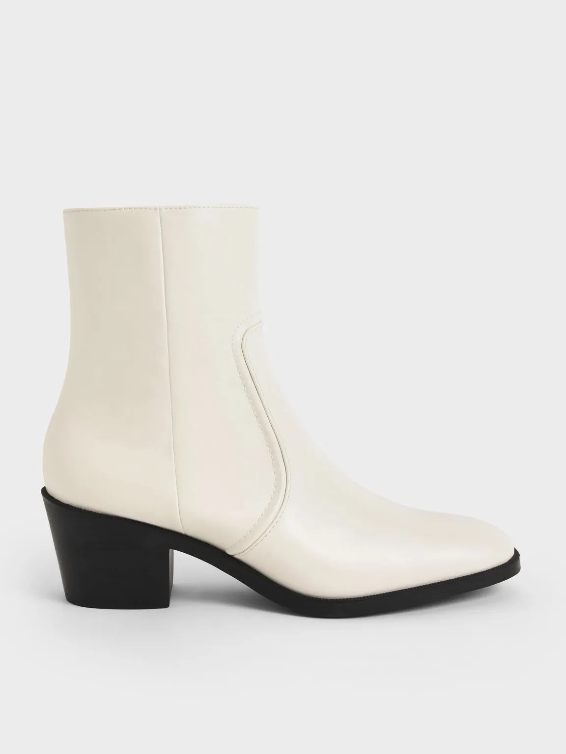 Chalk Slant Heel Ankle Boots