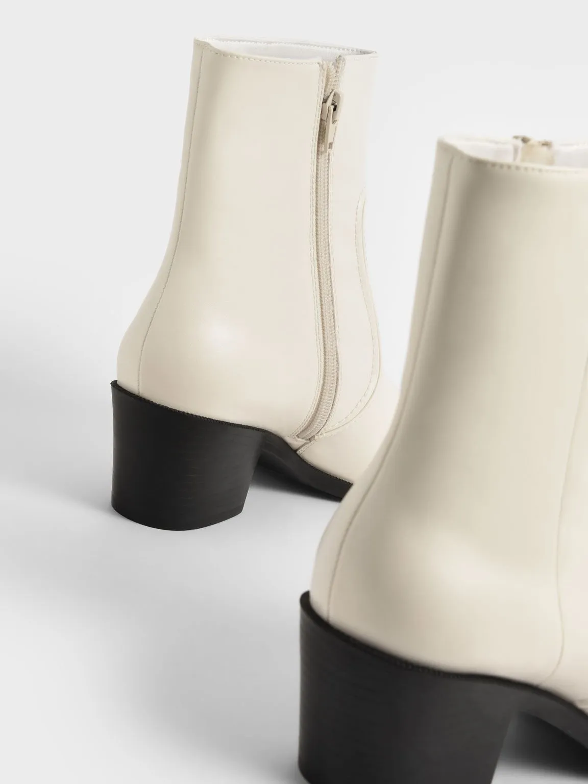 Chalk Slant Heel Ankle Boots