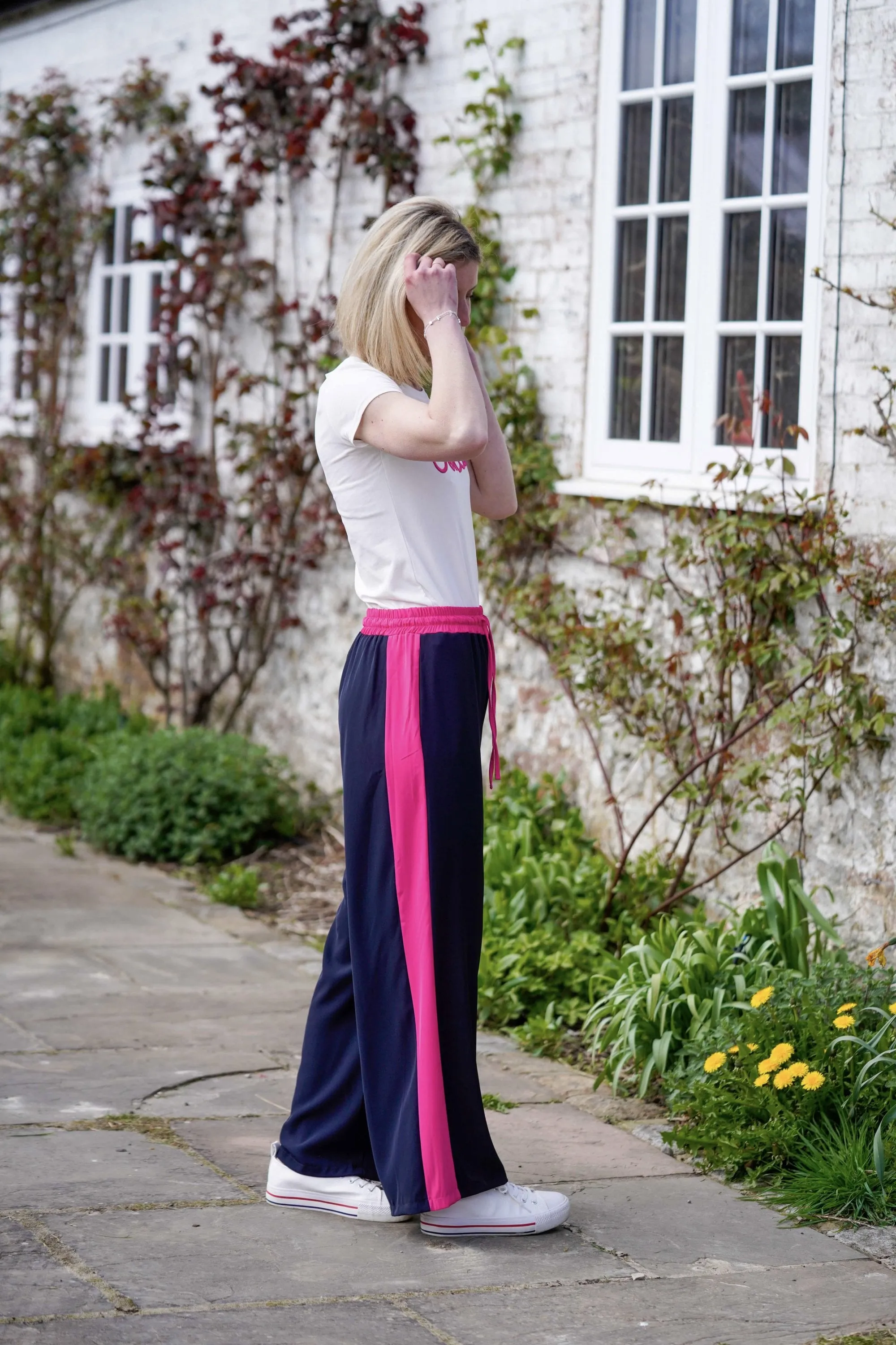 slim fit ponte elasticated trousers