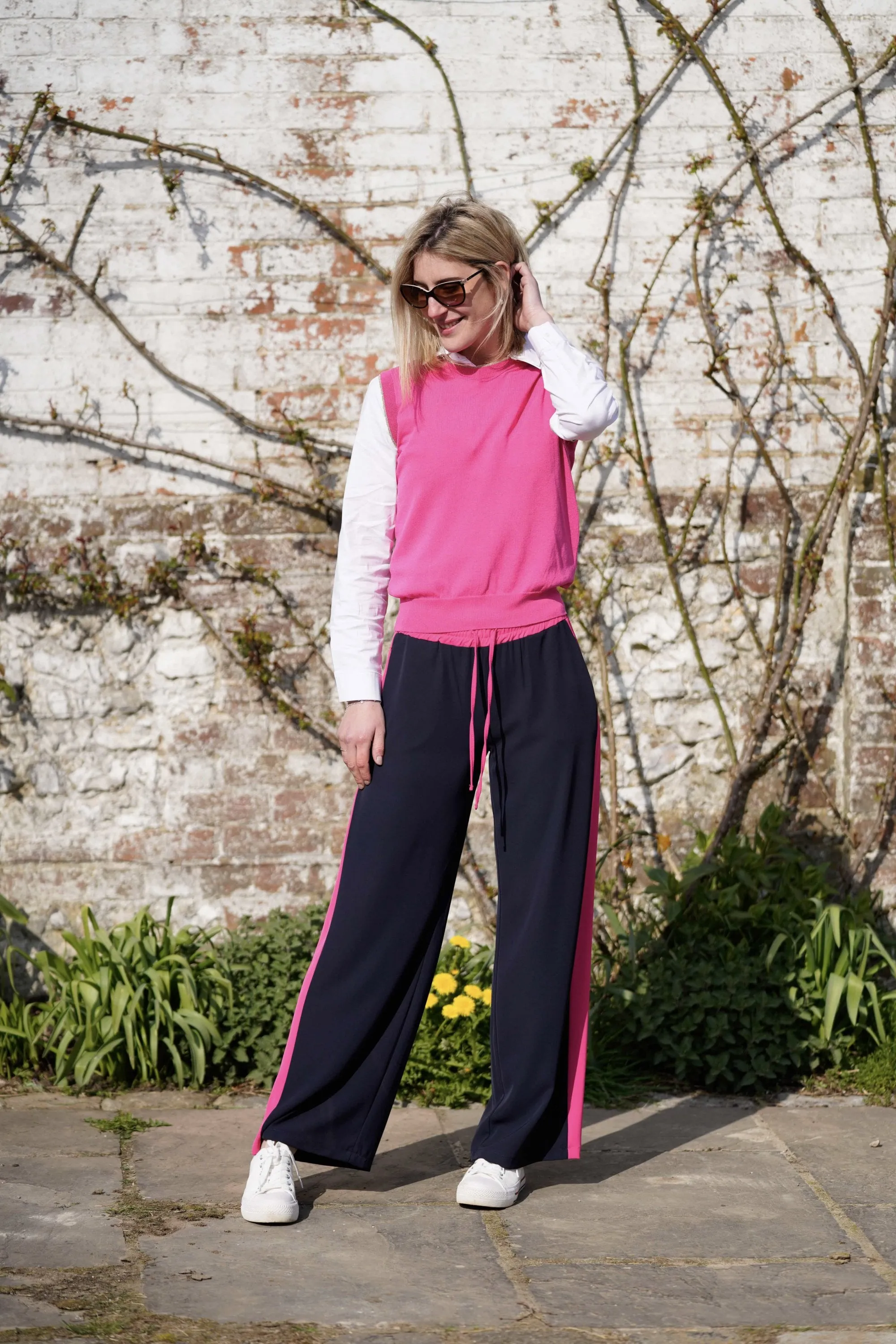 slim fit ponte elasticated trousers