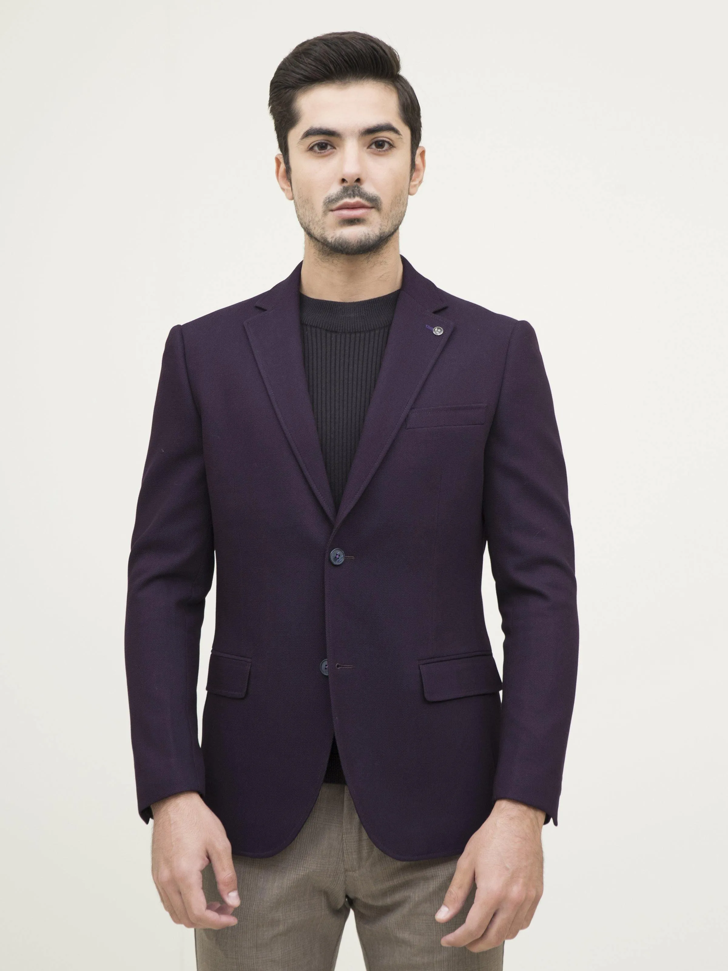 Slim Fit Purple Casual Coat