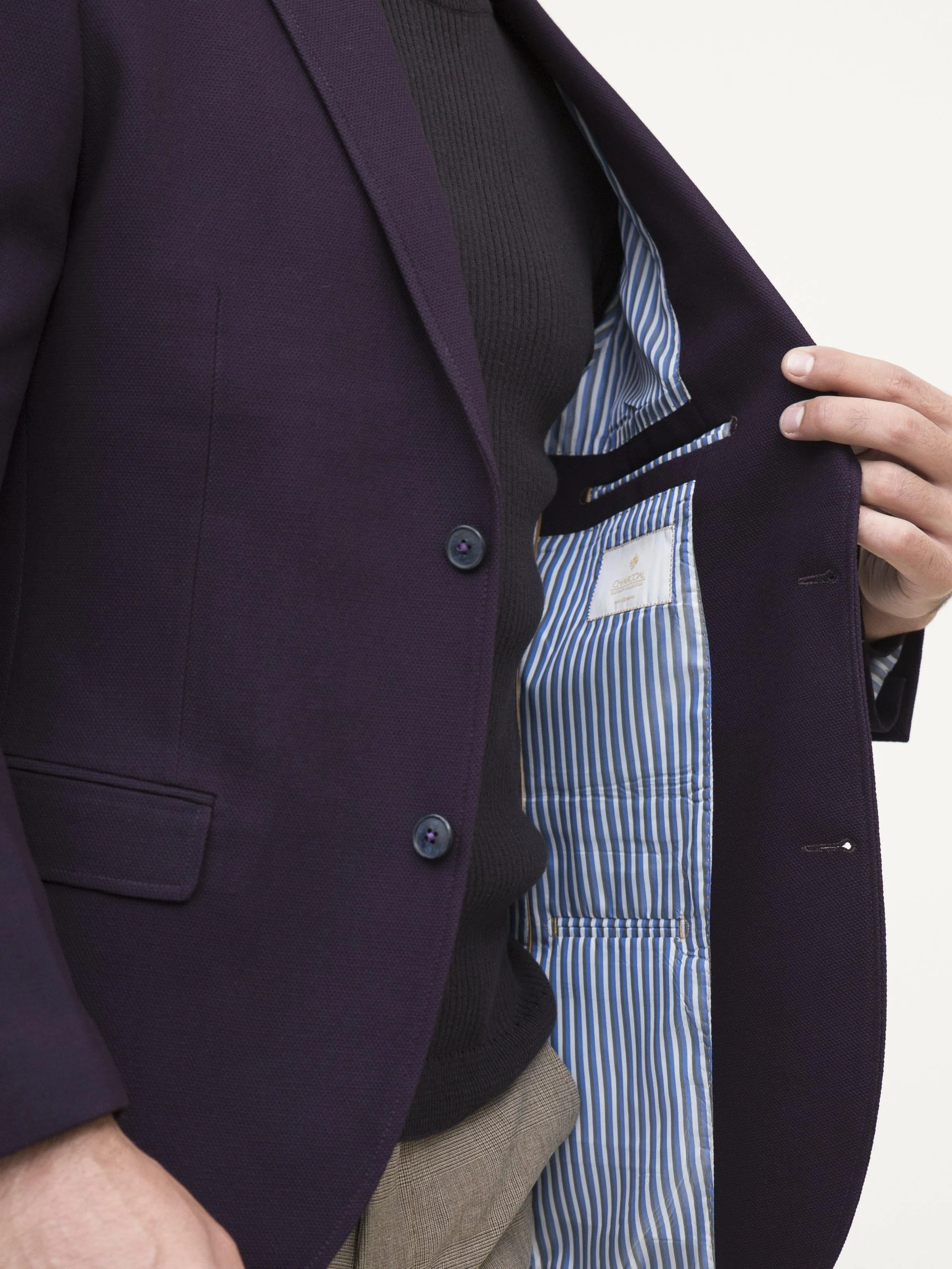 Slim Fit Purple Casual Coat