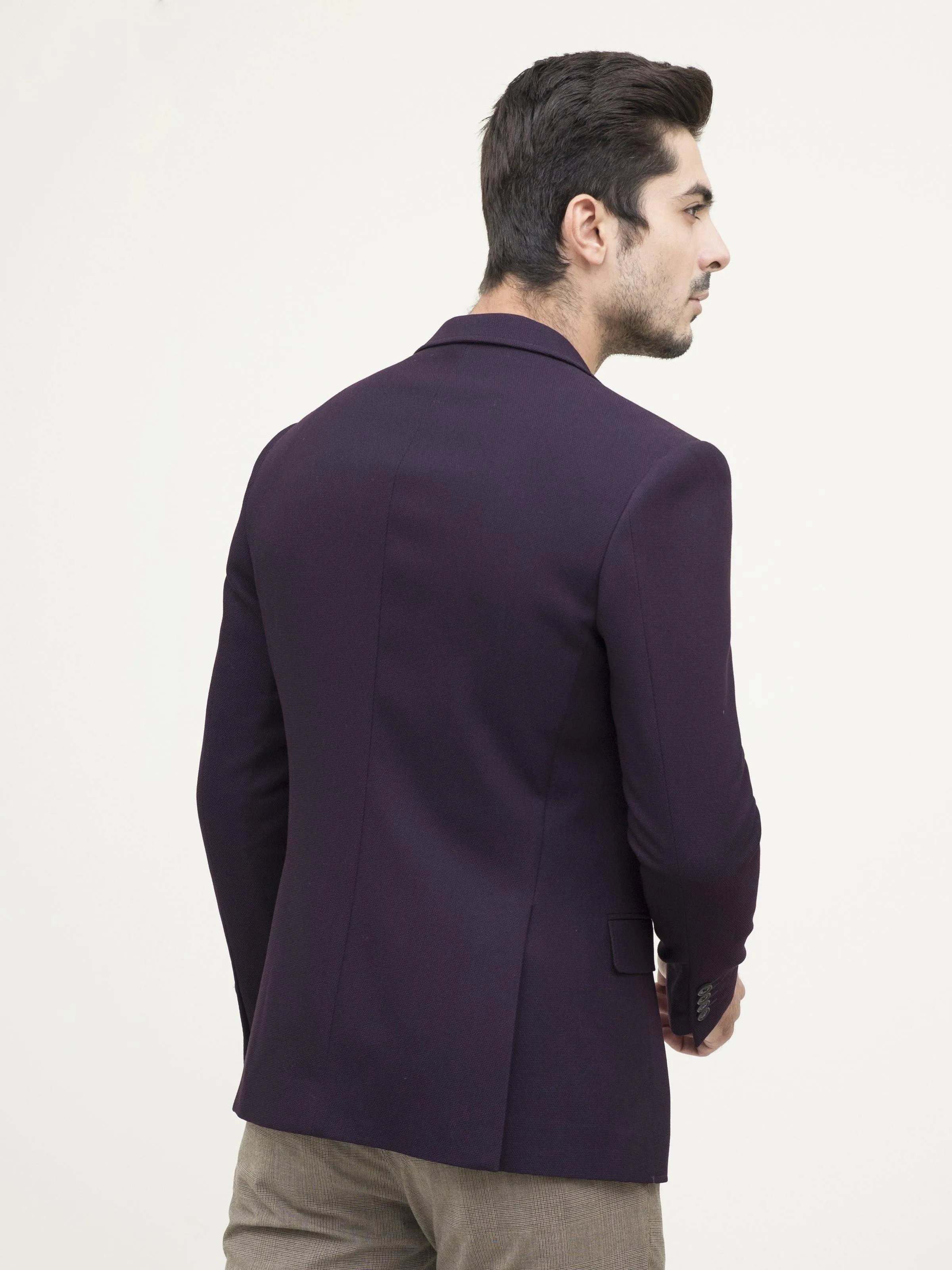 Slim Fit Purple Casual Coat