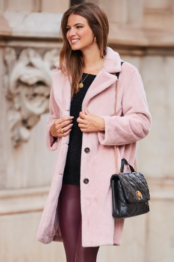 Soft Pink Cozy Faux Fur Jacket