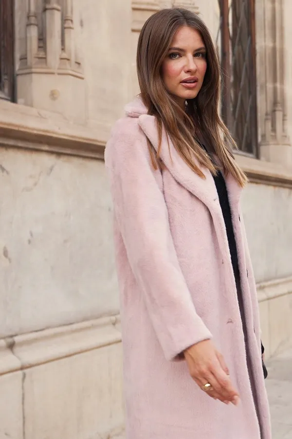 Soft Pink Cozy Faux Fur Jacket