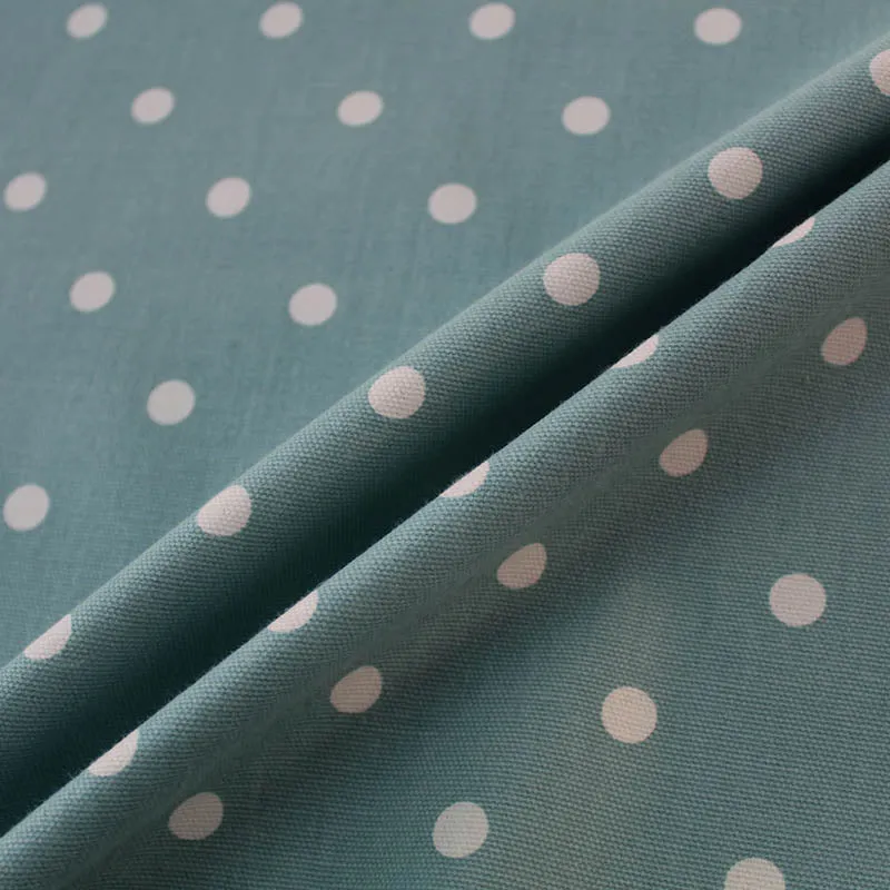 Spots Home Decor Fabric in Soft Petrol Green/White