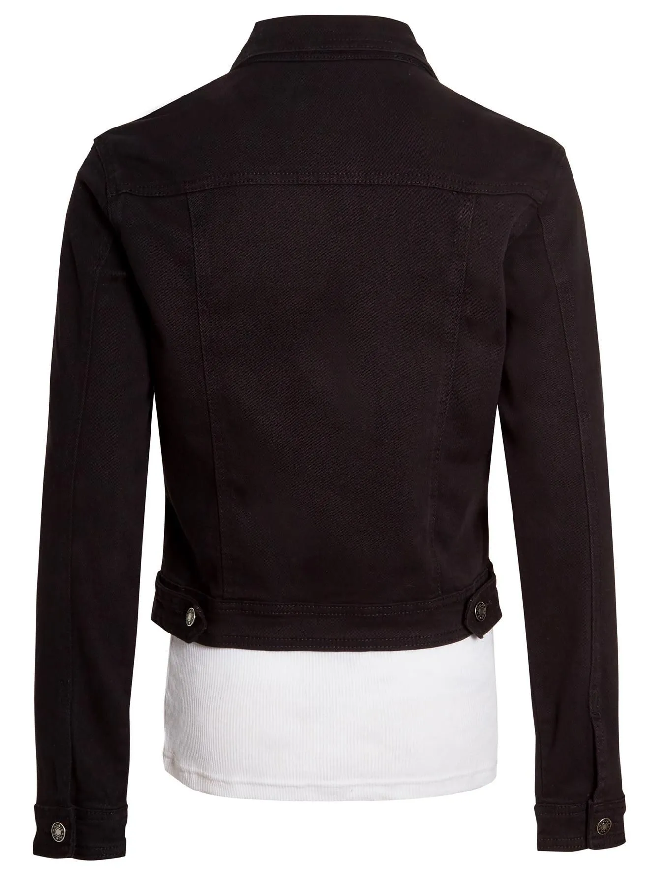 Denim White Black Stretch Denim Jacket, UK Sizes 6-14