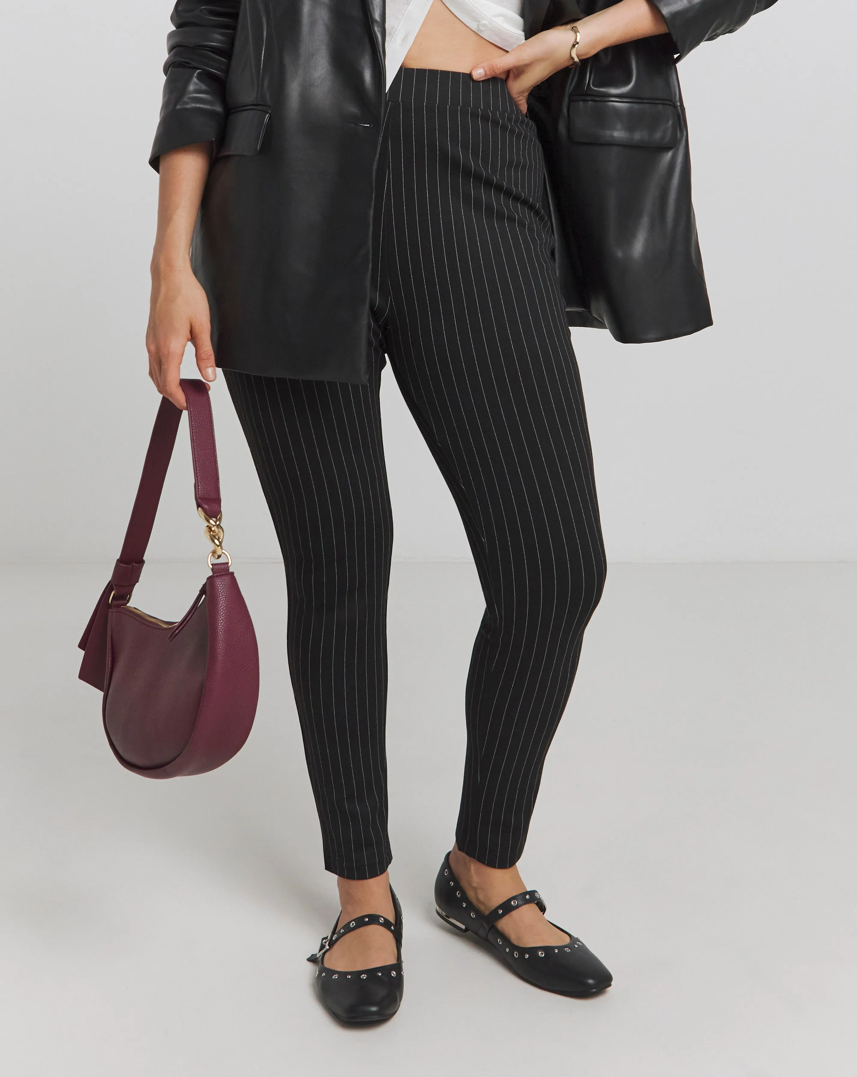 Stylish Pinstripe Ponte Leggings