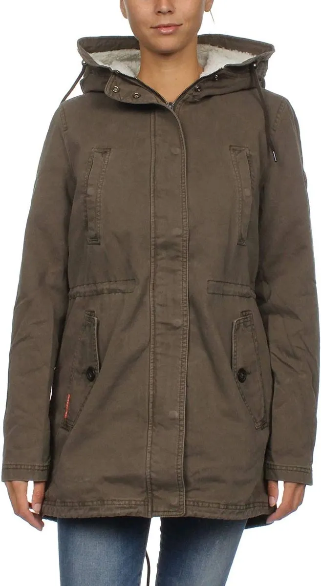 Superdry Women's Sherpa Multicolor Jacket in Khaki