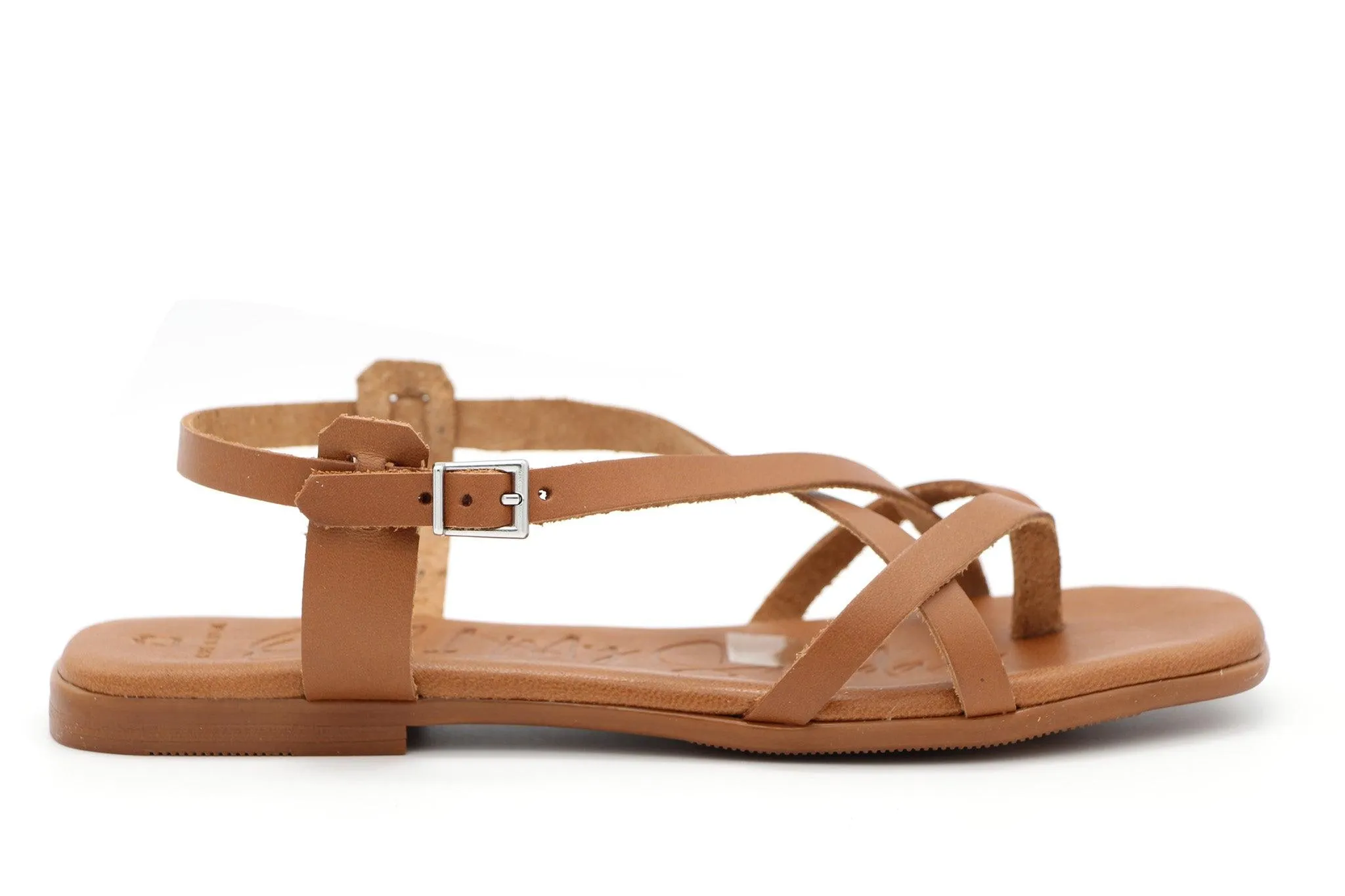 Tan leather gladiator sandals.