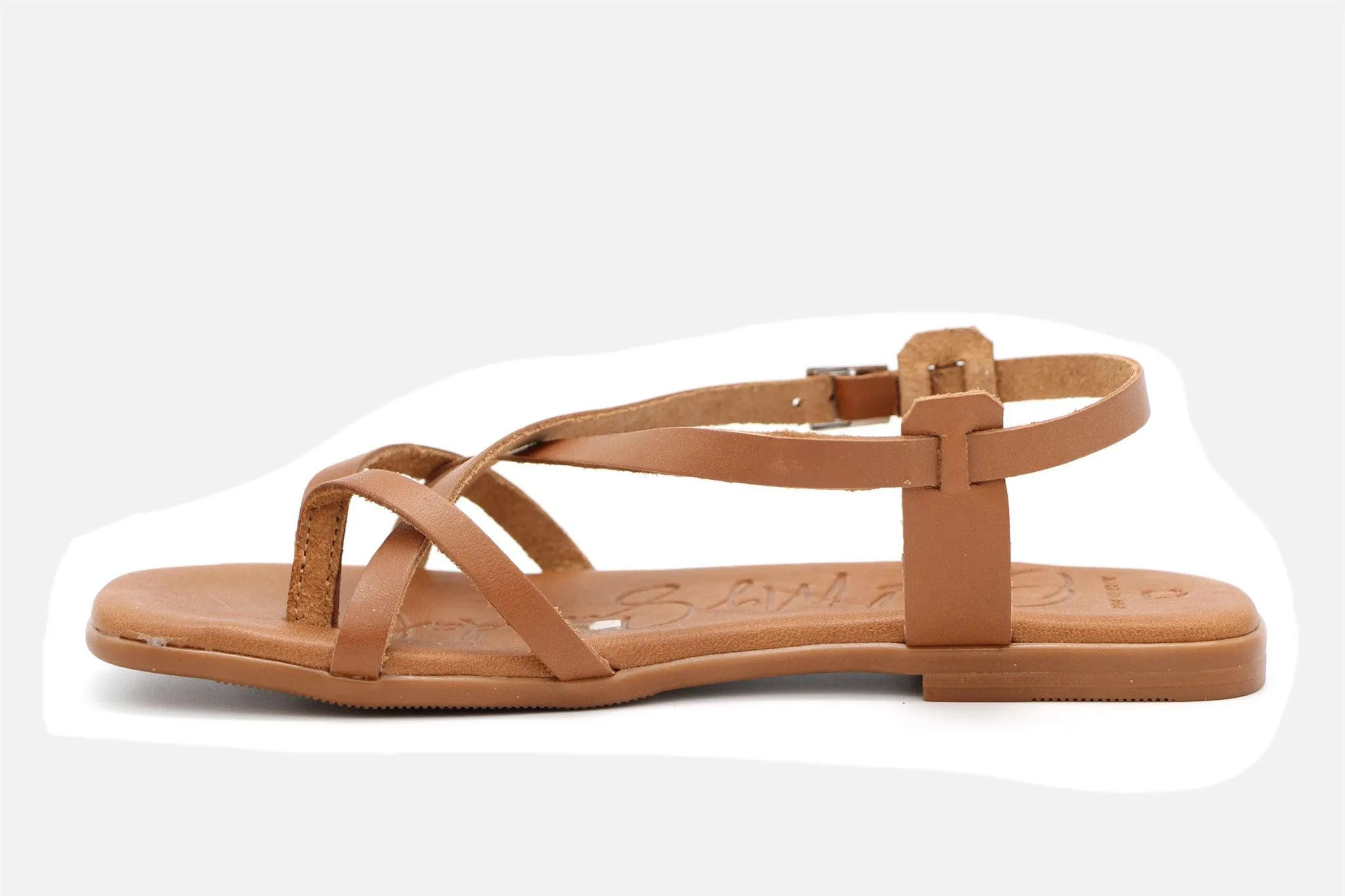 Tan leather gladiator sandals.