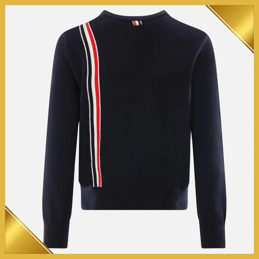 THOM BROWNE Striped Cotton Logo Cardigans