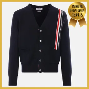 THOM BROWNE Striped Cotton Logo Cardigans