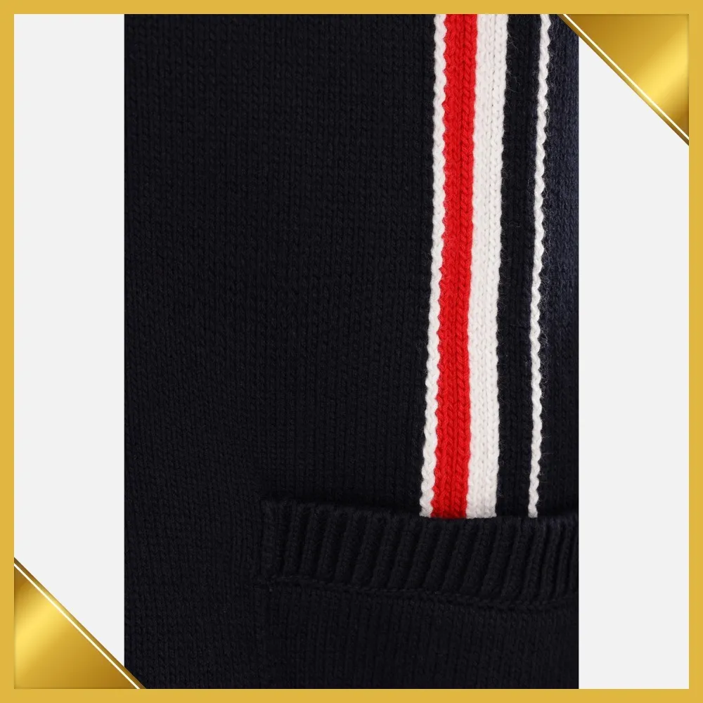 THOM BROWNE Striped Cotton Logo Cardigans