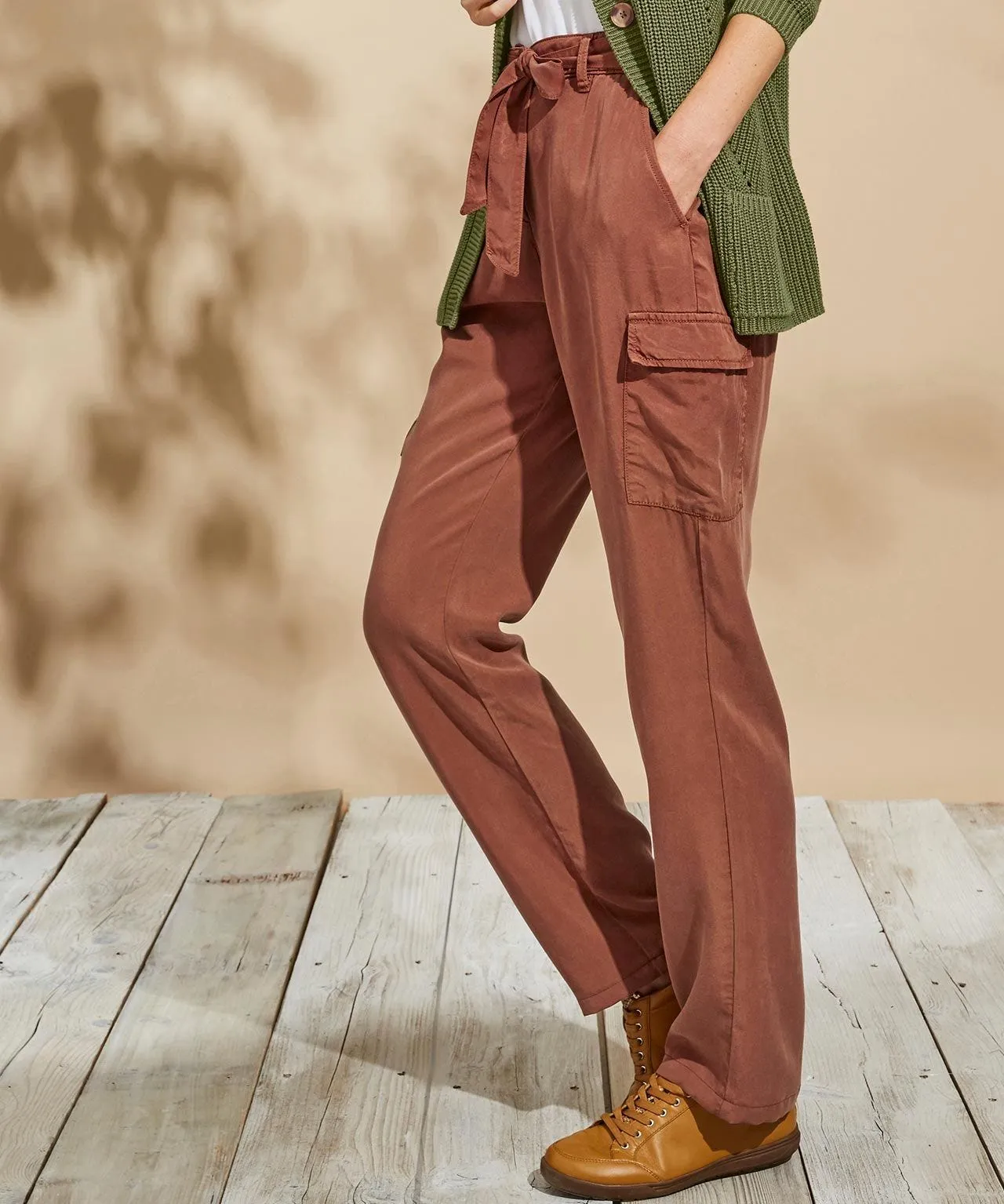 Tie-Waist Cargo Trousers