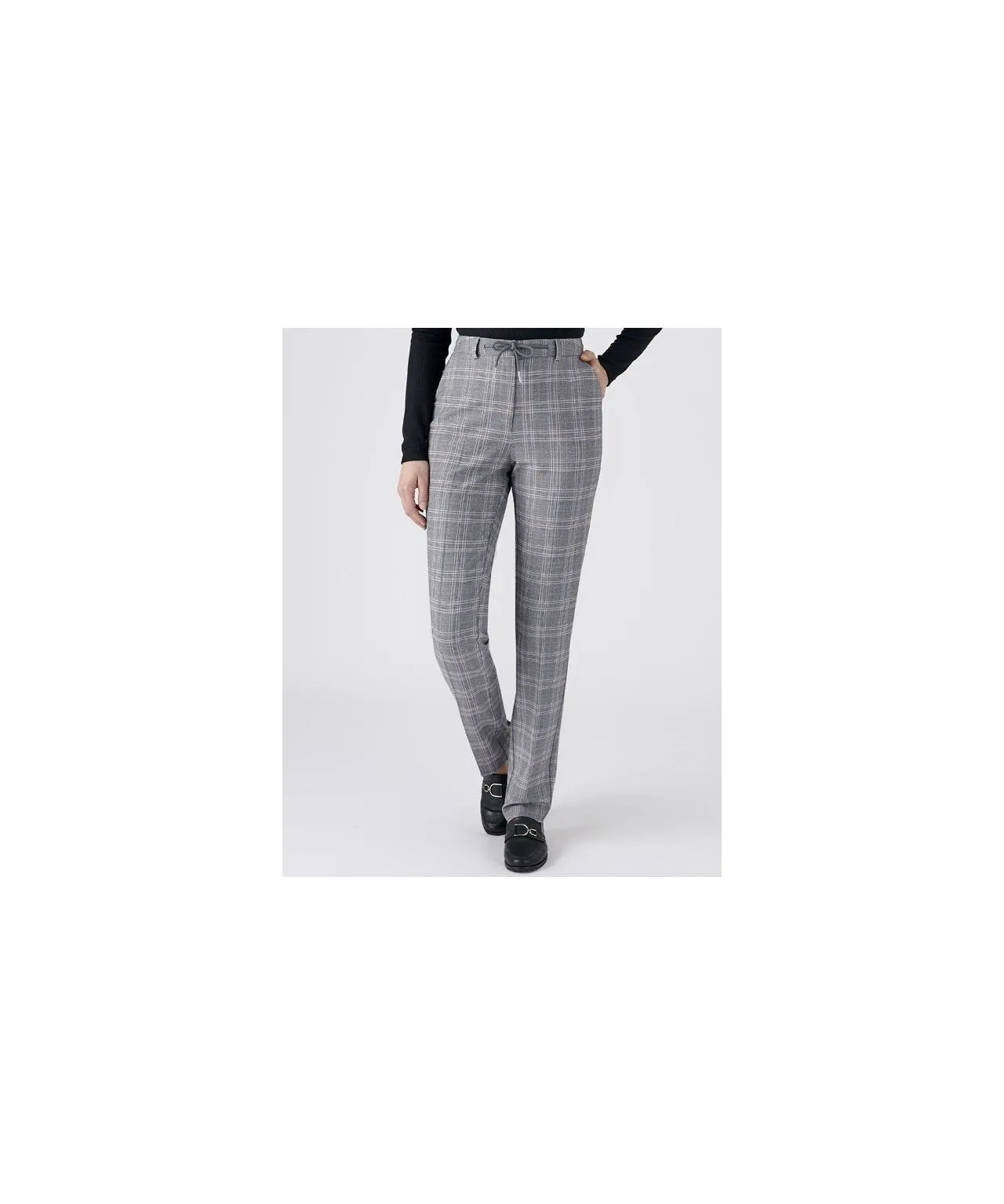 Tie-waist Check Trousers