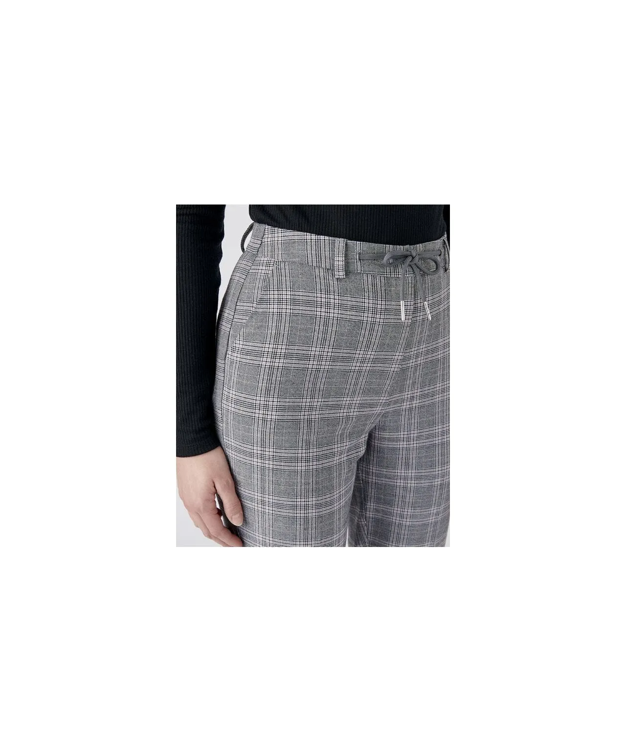 Tie-waist Check Trousers