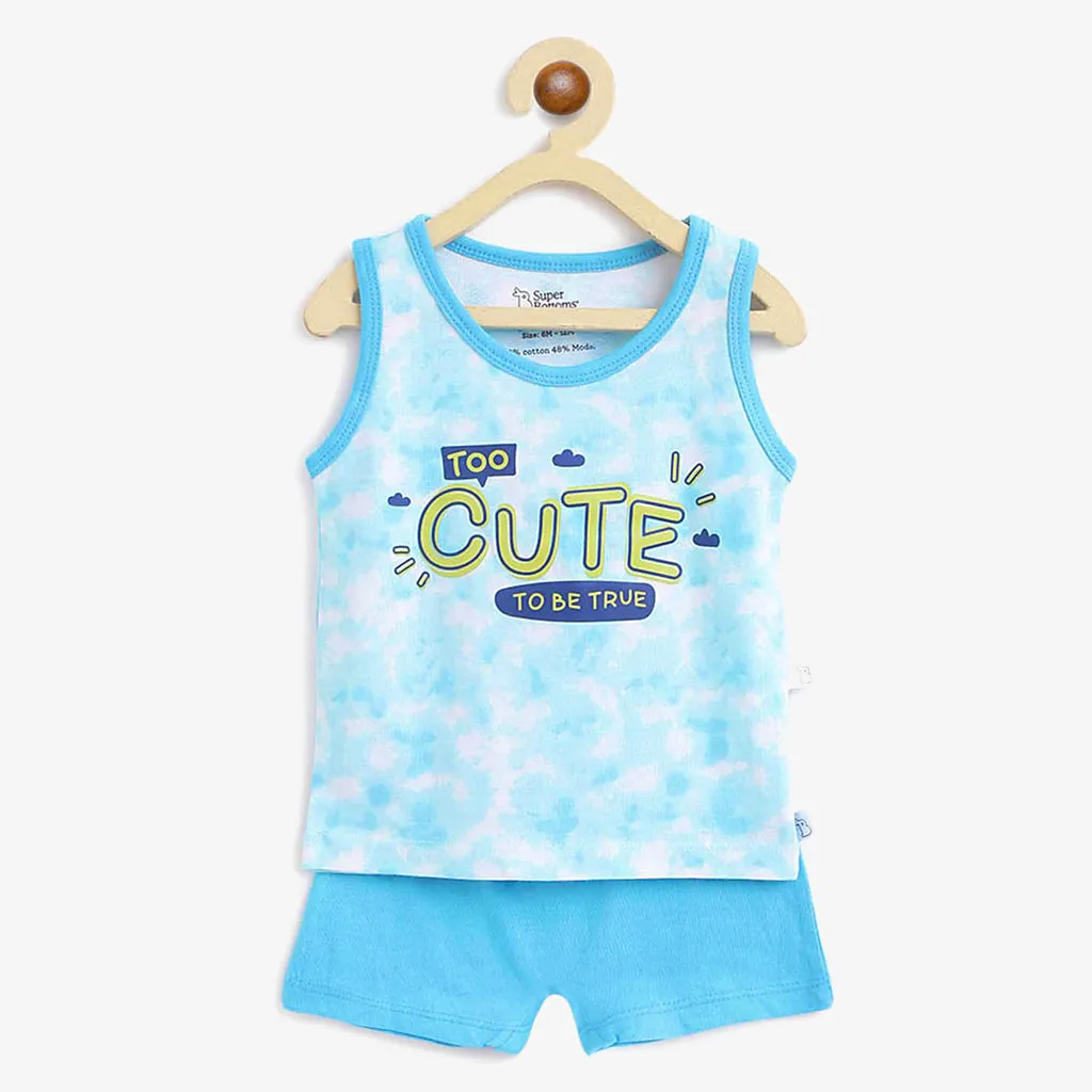 Mango Summers Tie-Dye Blues Top & Shorts Set