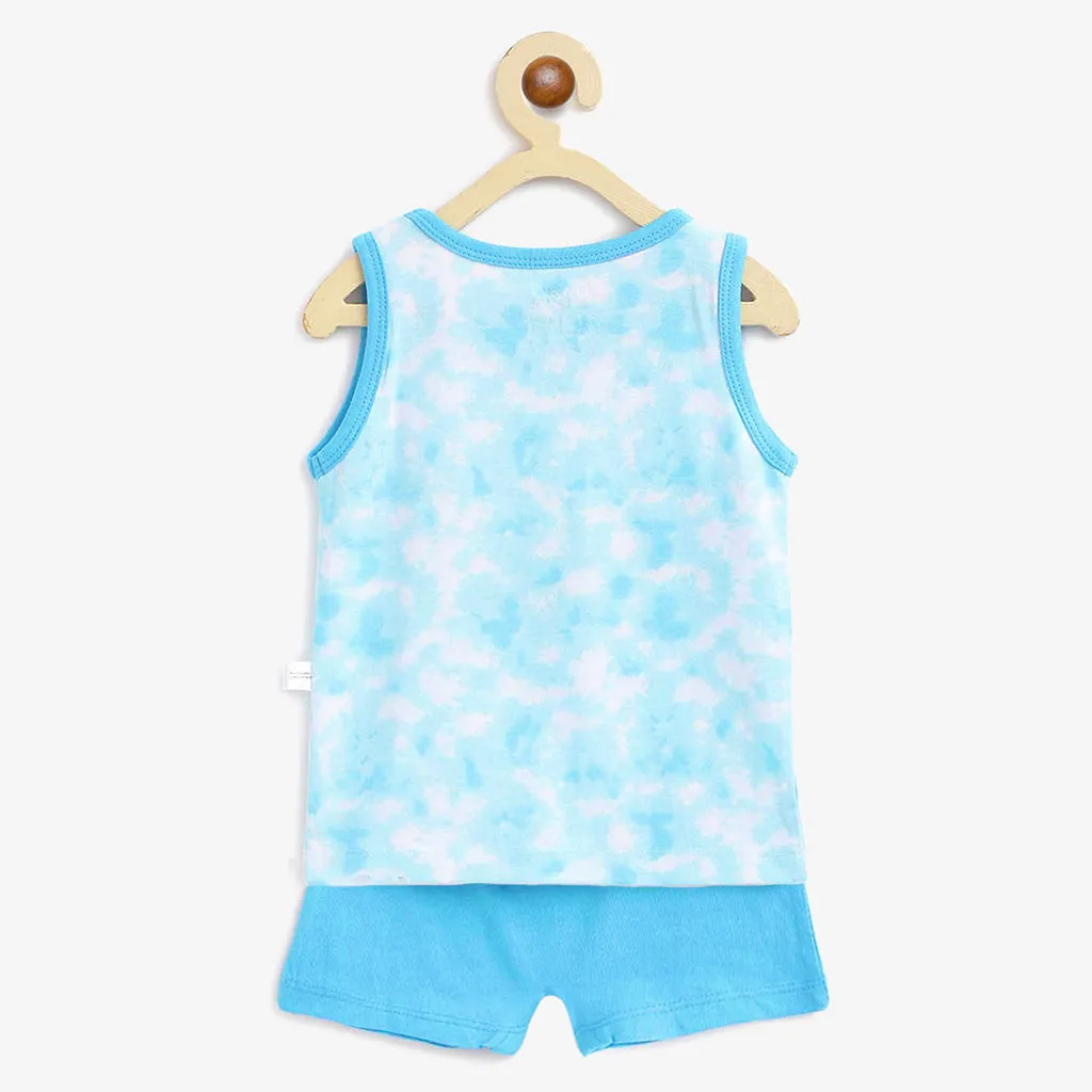 Mango Summers Tie-Dye Blues Top & Shorts Set