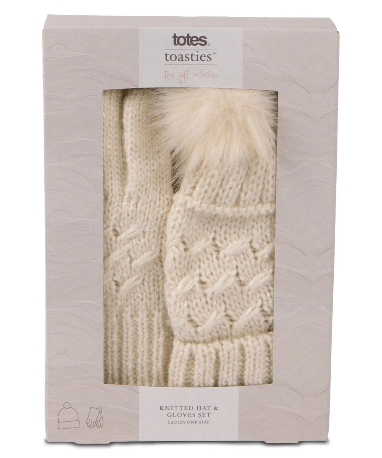 Totes Ladies Cable Hat and Gloves Gift Set