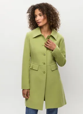 Tricotine Trench Coat with Button Front