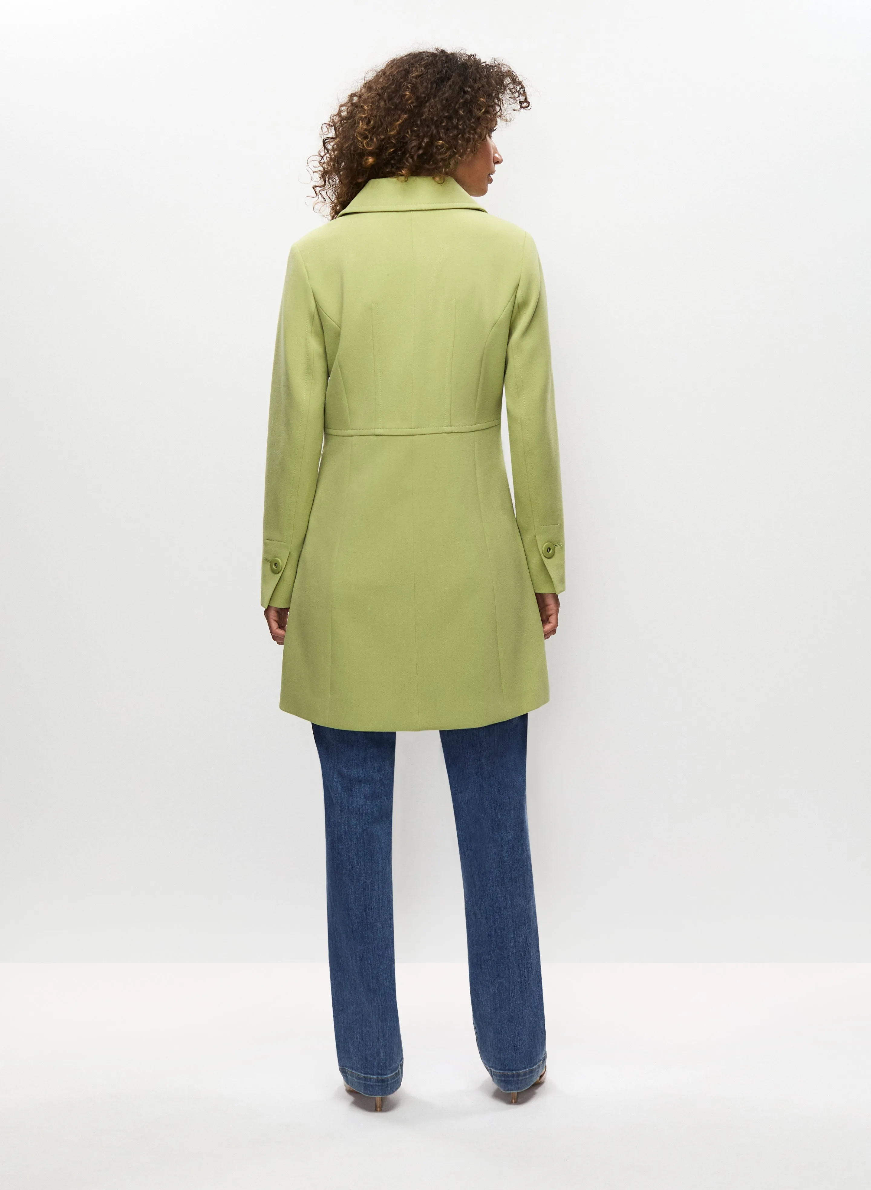 Tricotine Trench Coat with Button Front