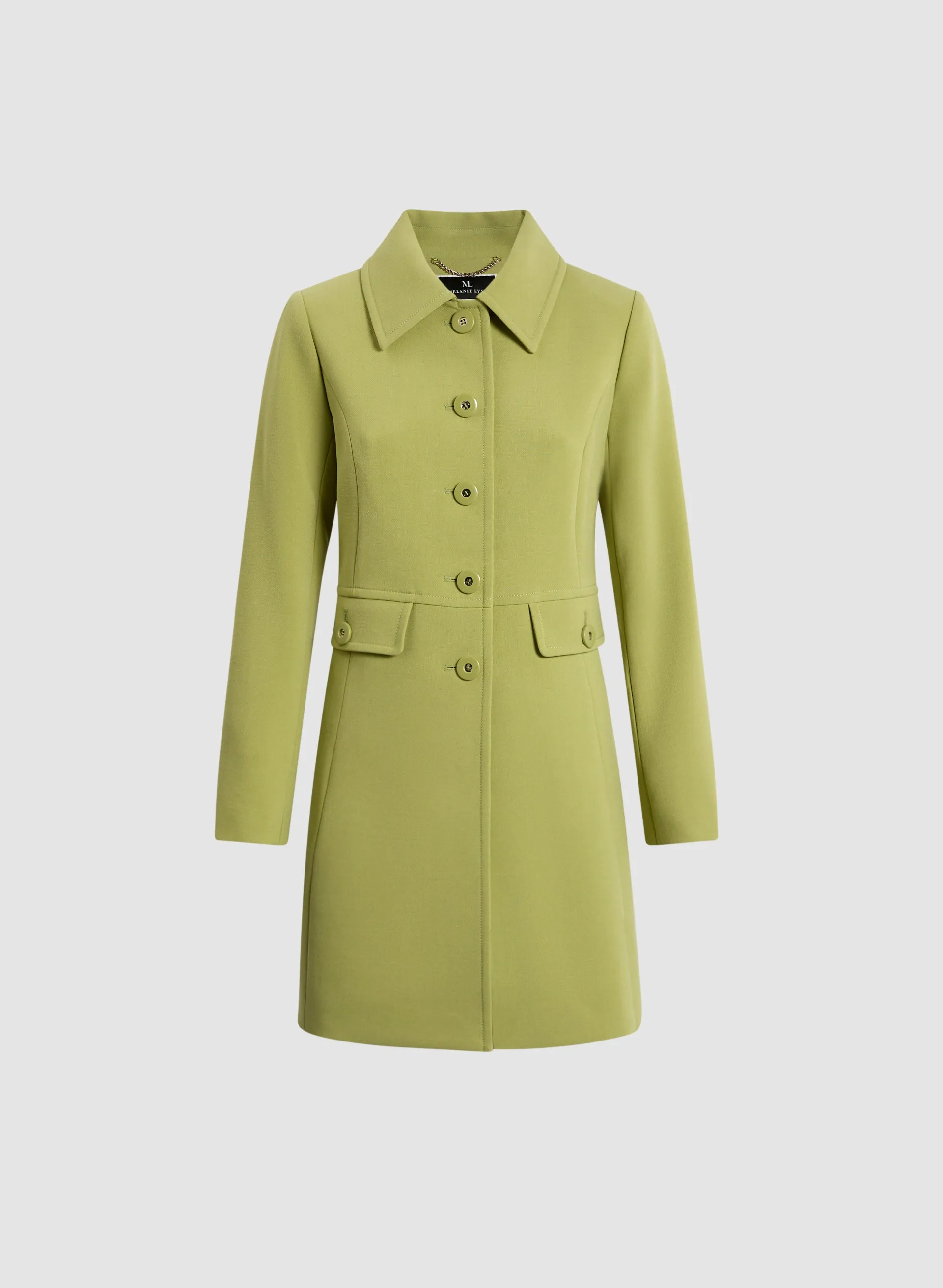 Tricotine Trench Coat with Button Front